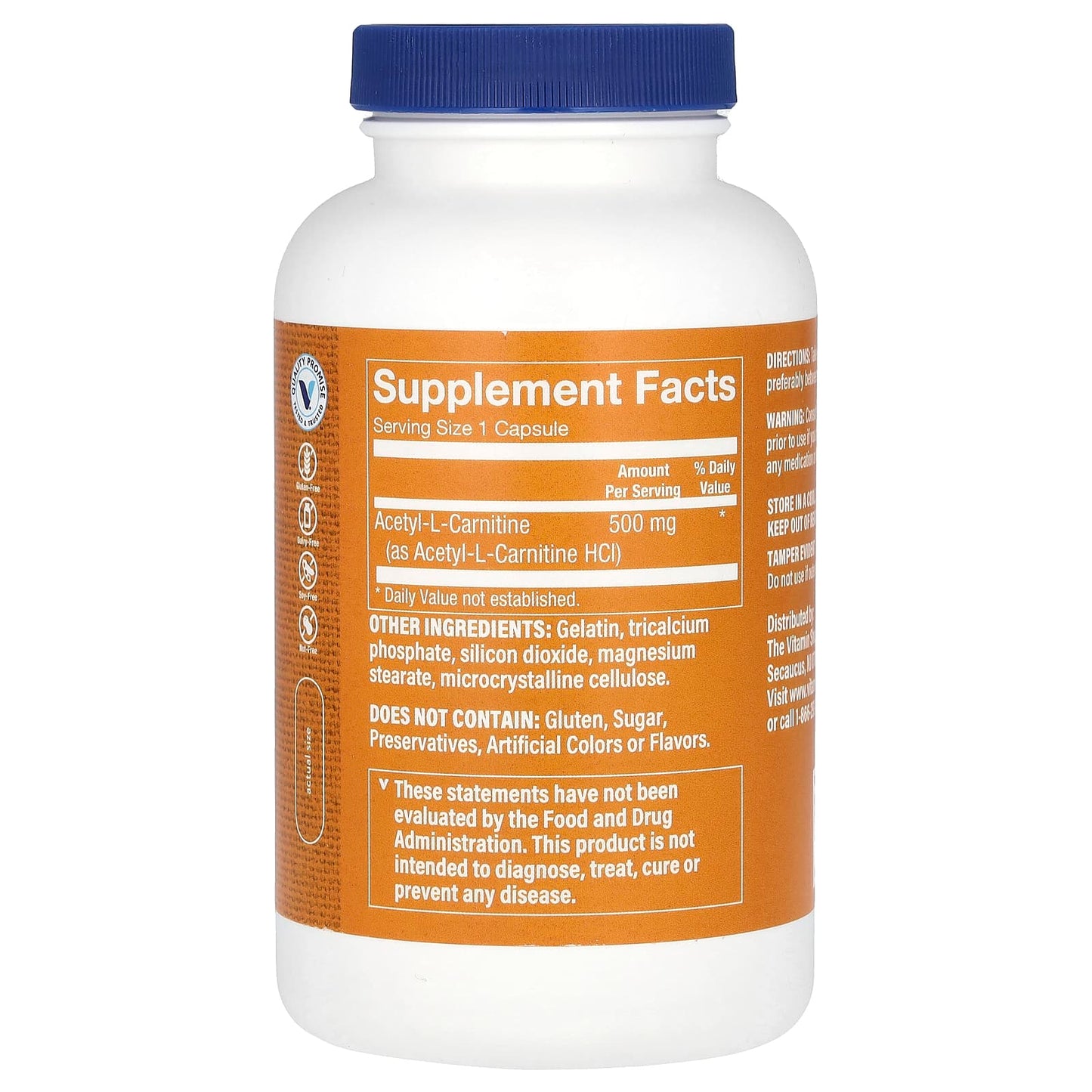 The Vitamin Shoppe, Acetyl L-Carnitine , 500 mg , 240 Capsules - Image 2