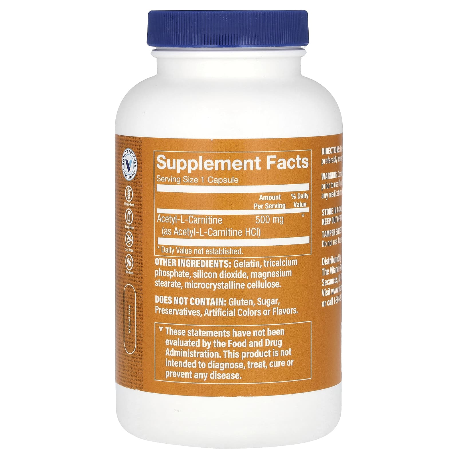 The Vitamin Shoppe, Acetyl L-Carnitine , 500 mg , 240 Capsules - Image 2