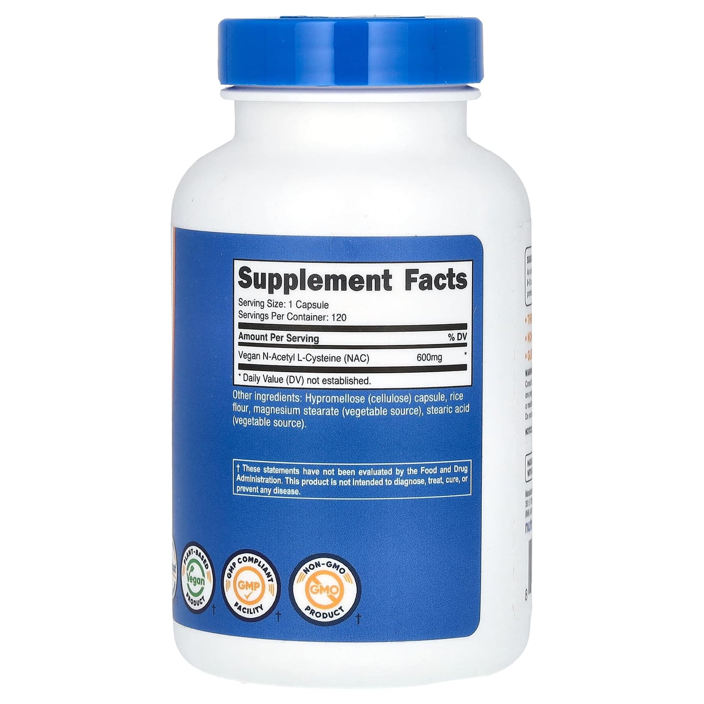 Nutricost, NAC, Vegan N-Acetyl L-Cysteine, 600 mg, 120 Capsules - Image 2