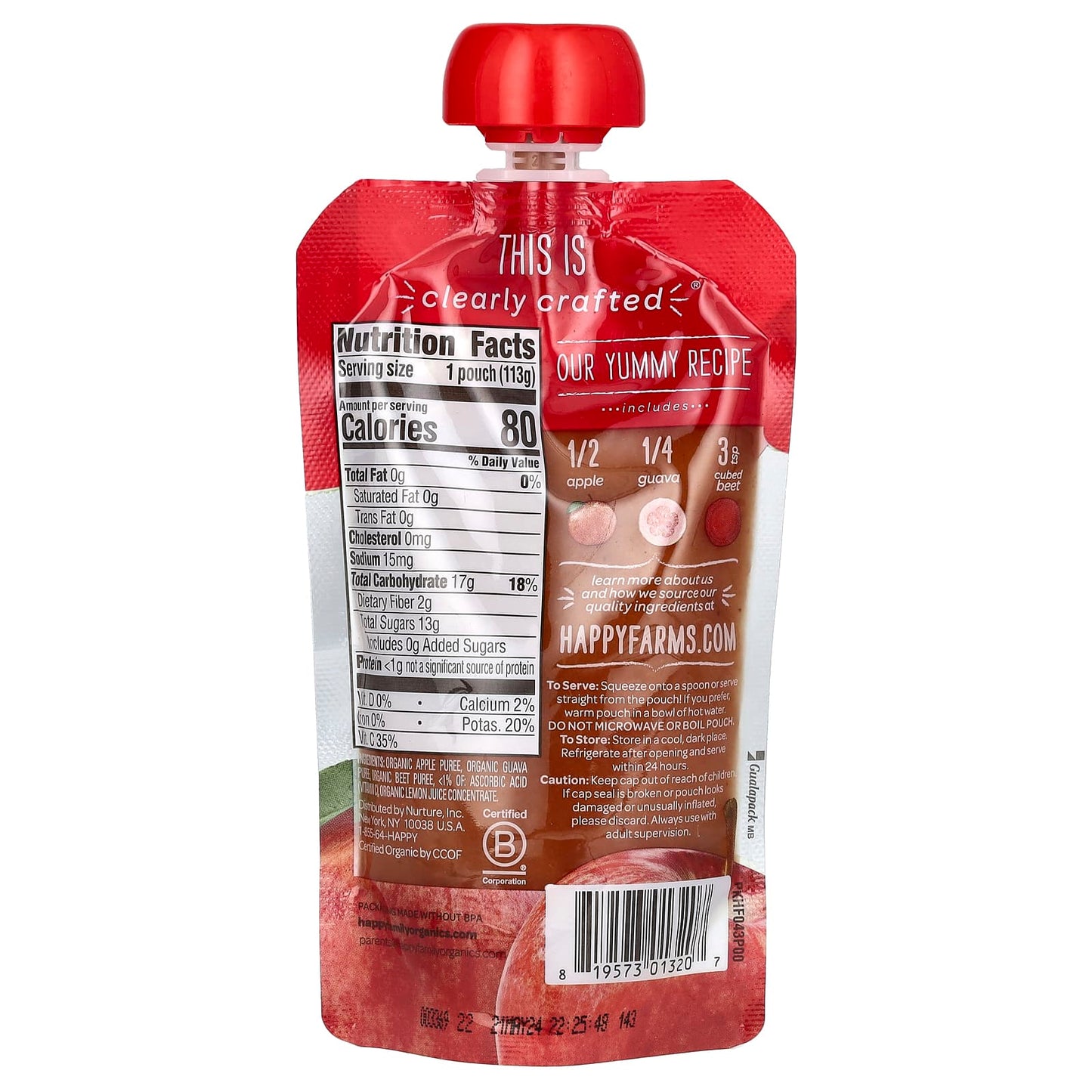 Organic Baby Food for 6+ Months - Happy Family Apples, Guavas & Beets - Image 2