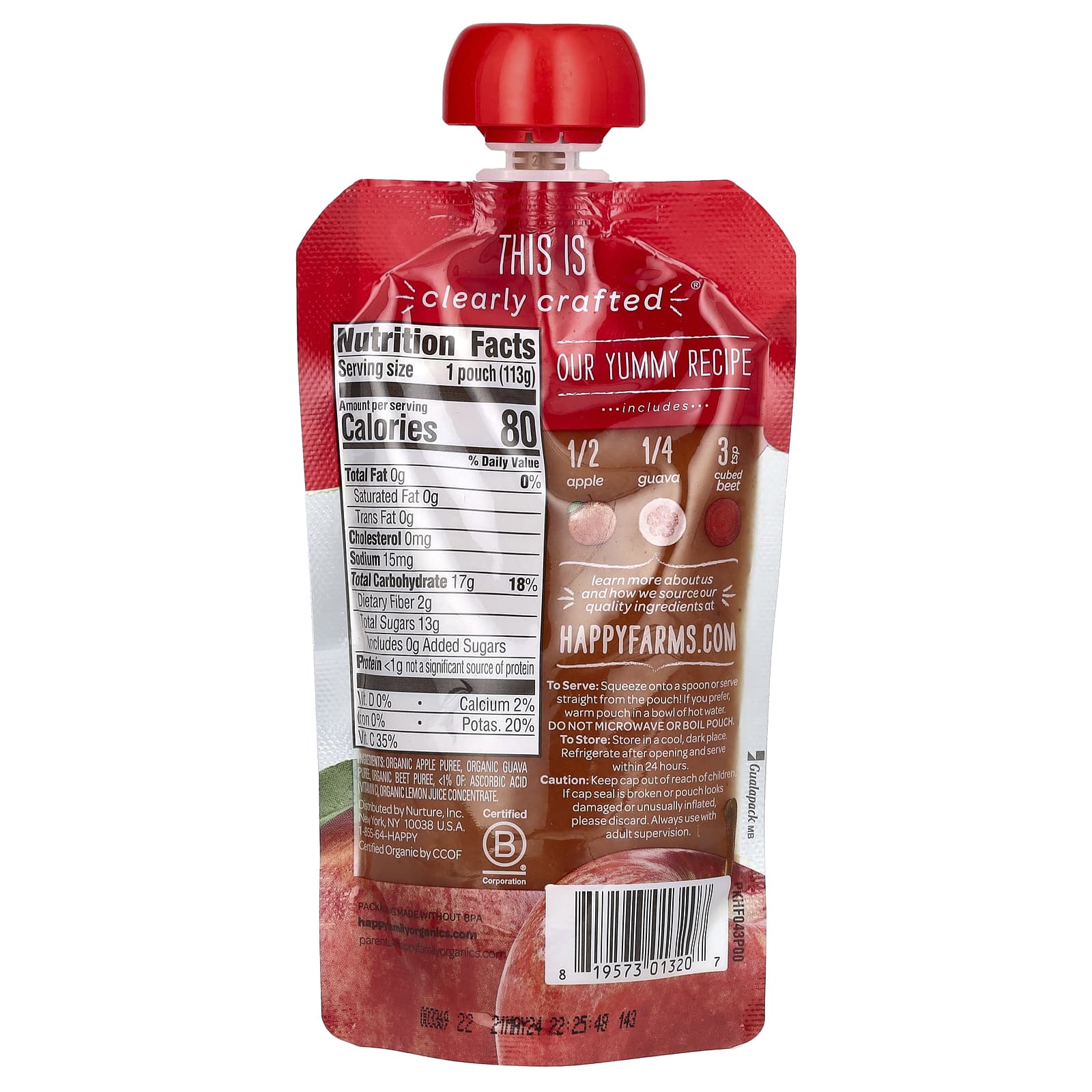 Organic Baby Food for 6+ Months - Happy Family Apples, Guavas & Beets - Image 2