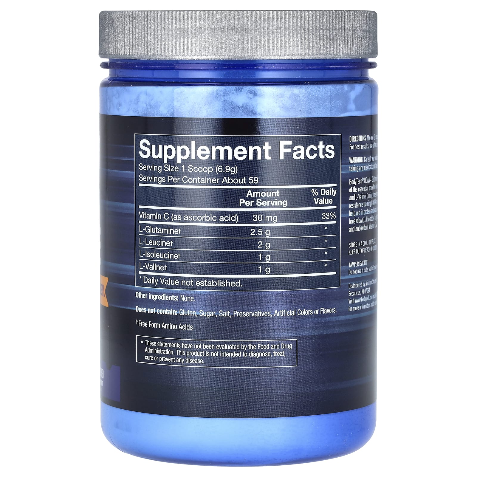 Unflavored BCAA + Glutamine Powder by BodyTech, 14.4 oz (409g) - Image 2