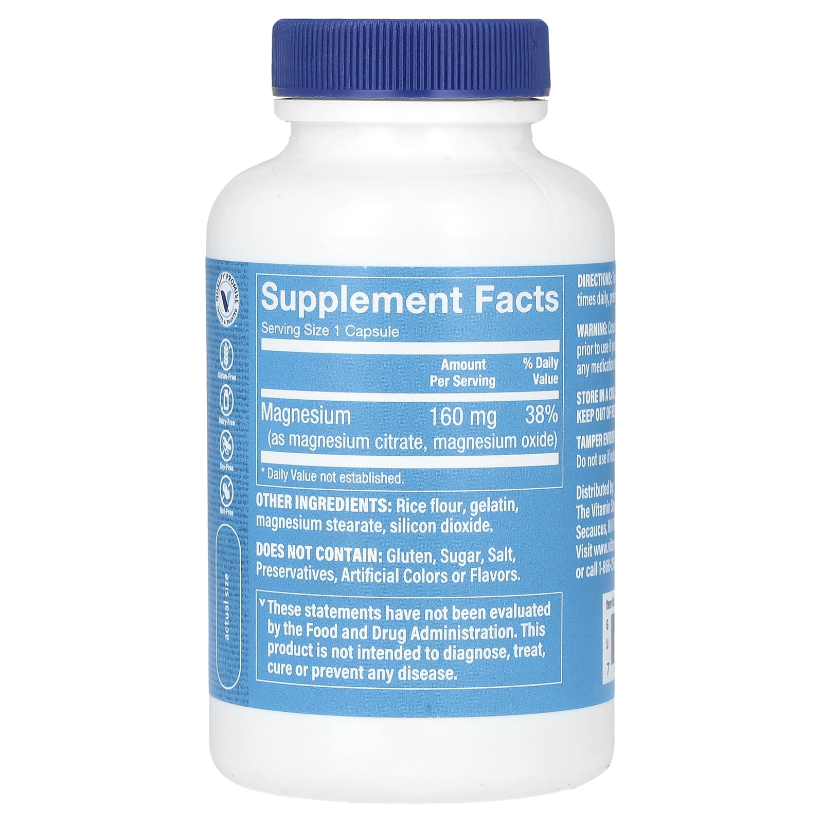 The Vitamin Shoppe, Magnesium Citrate Complex, 160 mg, 100 Capsules - Image 2