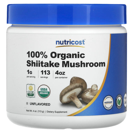Nutricost, 100% Organic Shiitake Mushroom, Unflavored, 4 oz (113 g) - Image 1