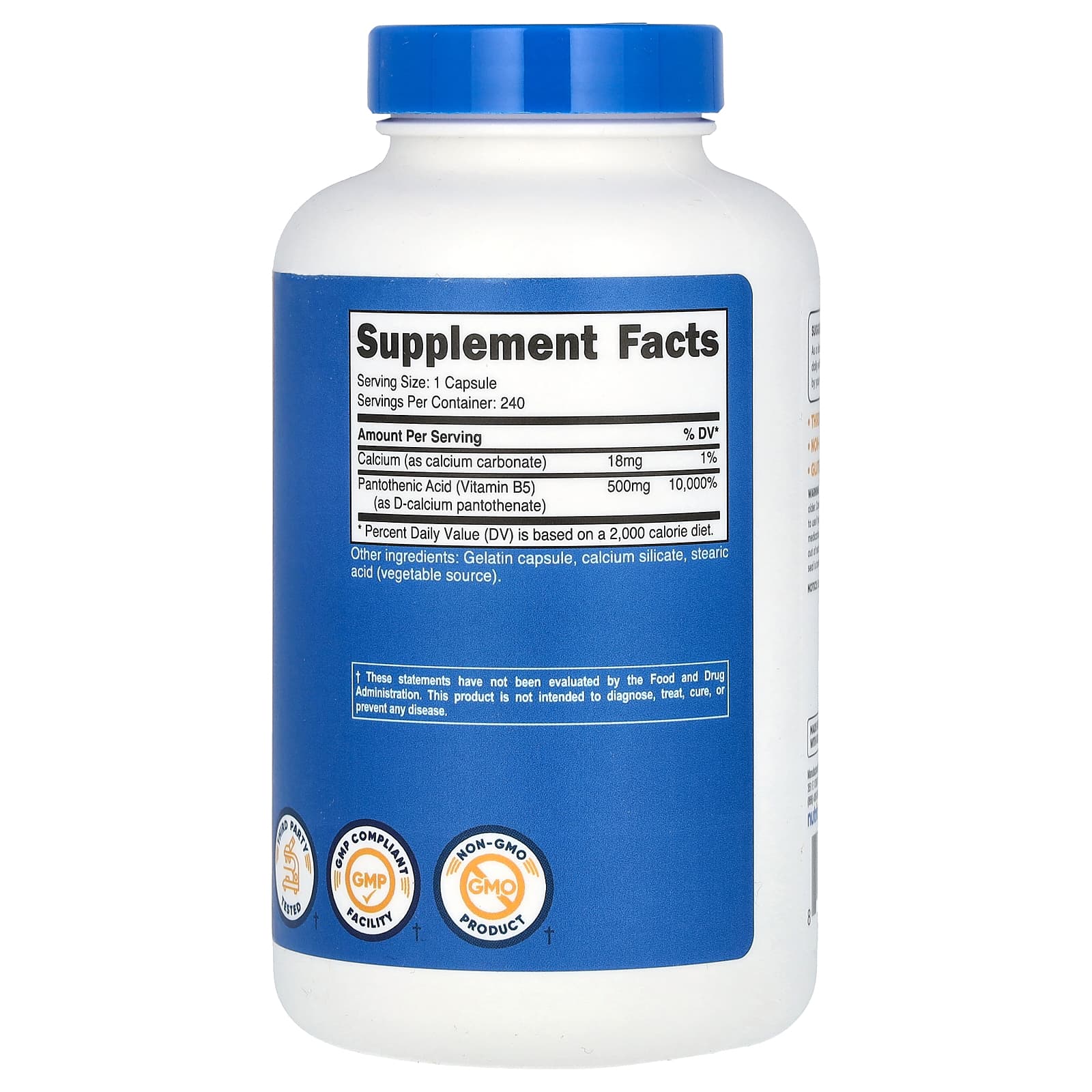 Nutricost, Pantothenic Acid, 500 mg, 240 Capsules - Image 2