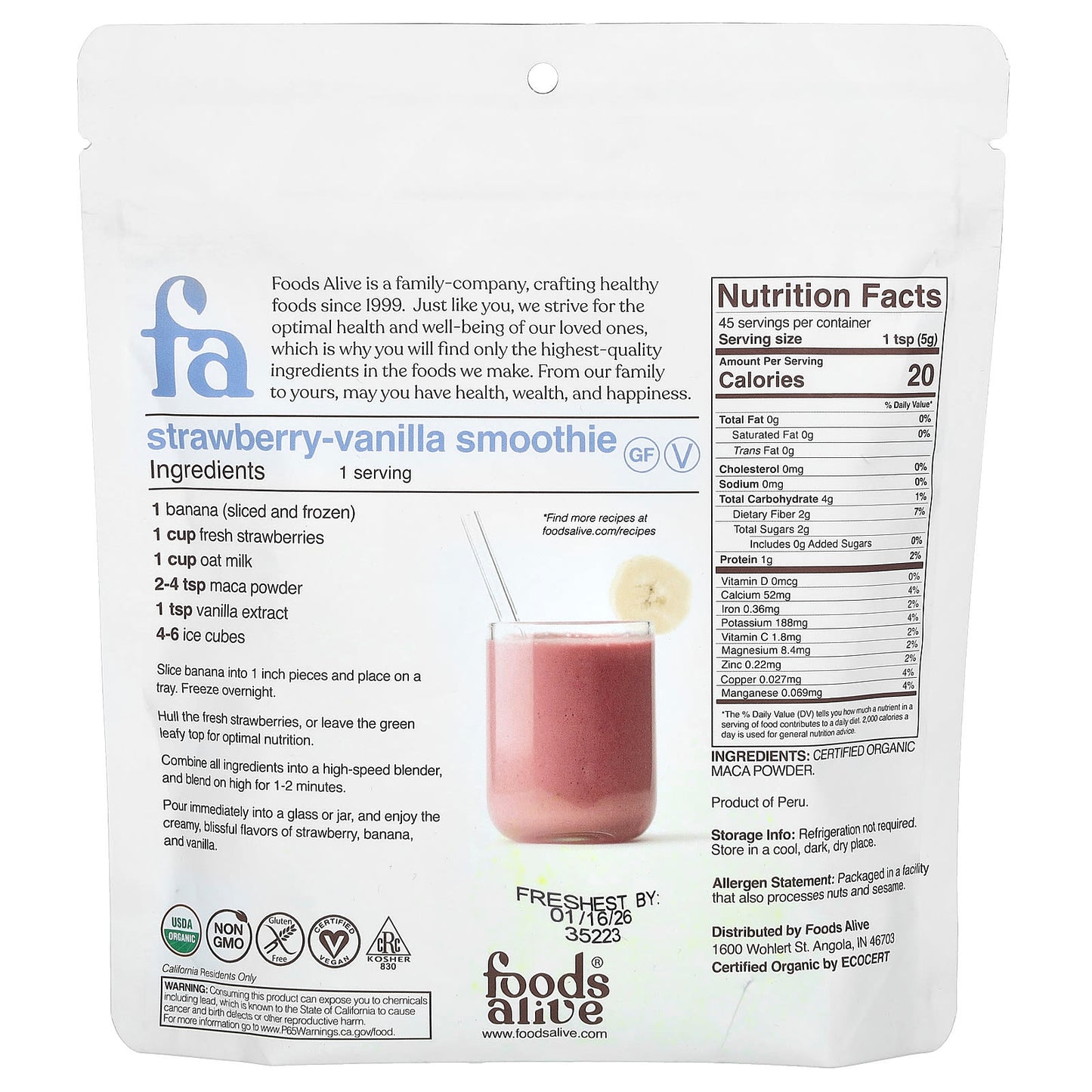 Organic Maca Root Powder by Foods Alive - Boost Energy & Vitality - Image 2