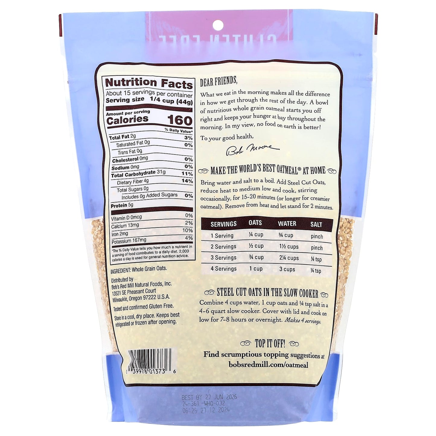 Bob's Red Mill Gluten Free Steel Cut Oats, 24 oz (680g) - Image 2
