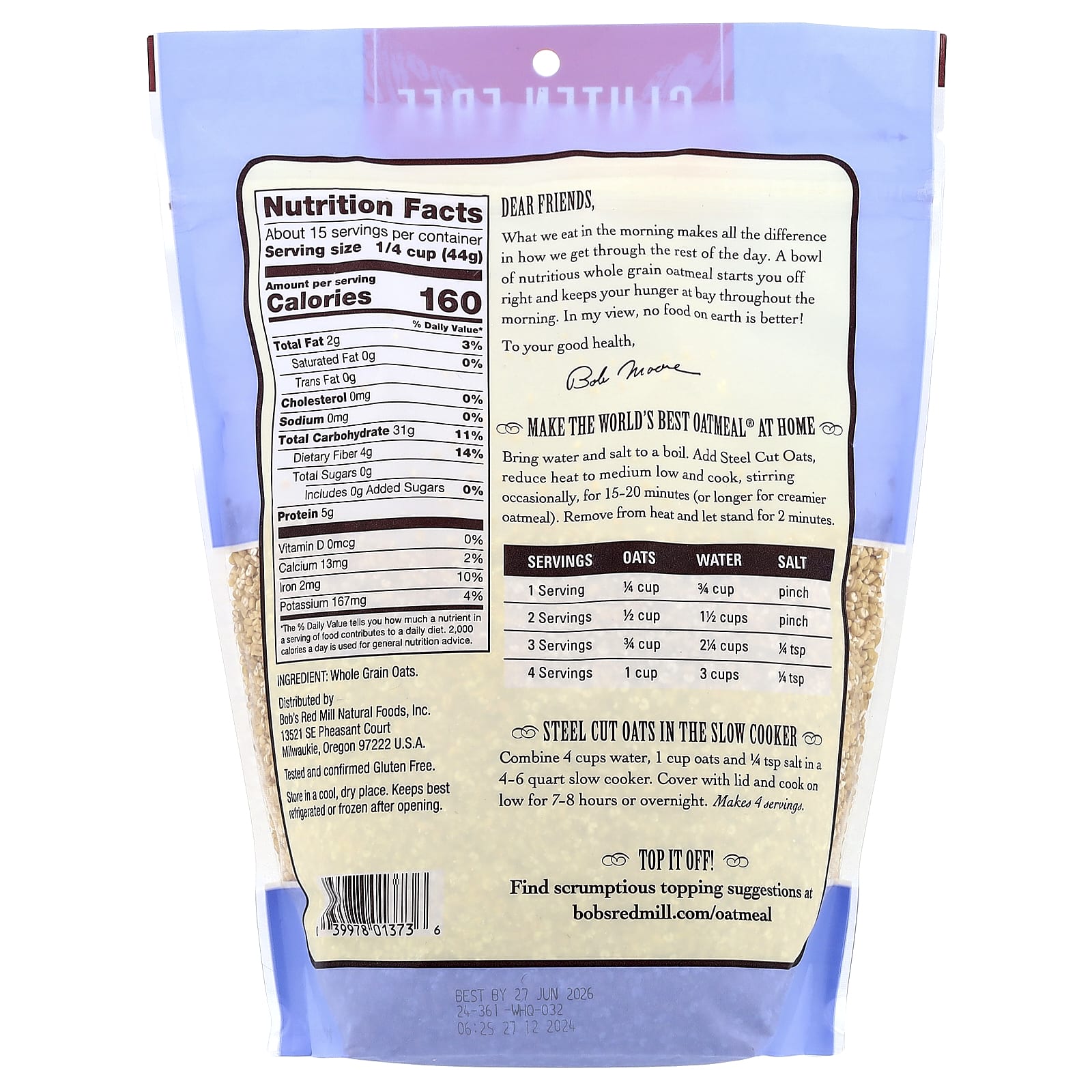 Bob's Red Mill Gluten Free Steel Cut Oats, 24 oz (680g) - Image 2