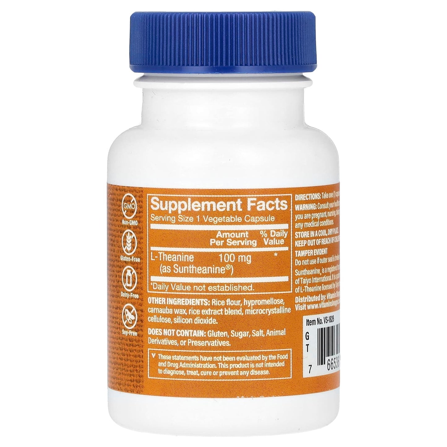 The Vitamin Shoppe, L-Theanine, 100 mg, 60 Vegetable Capsules - Image 2