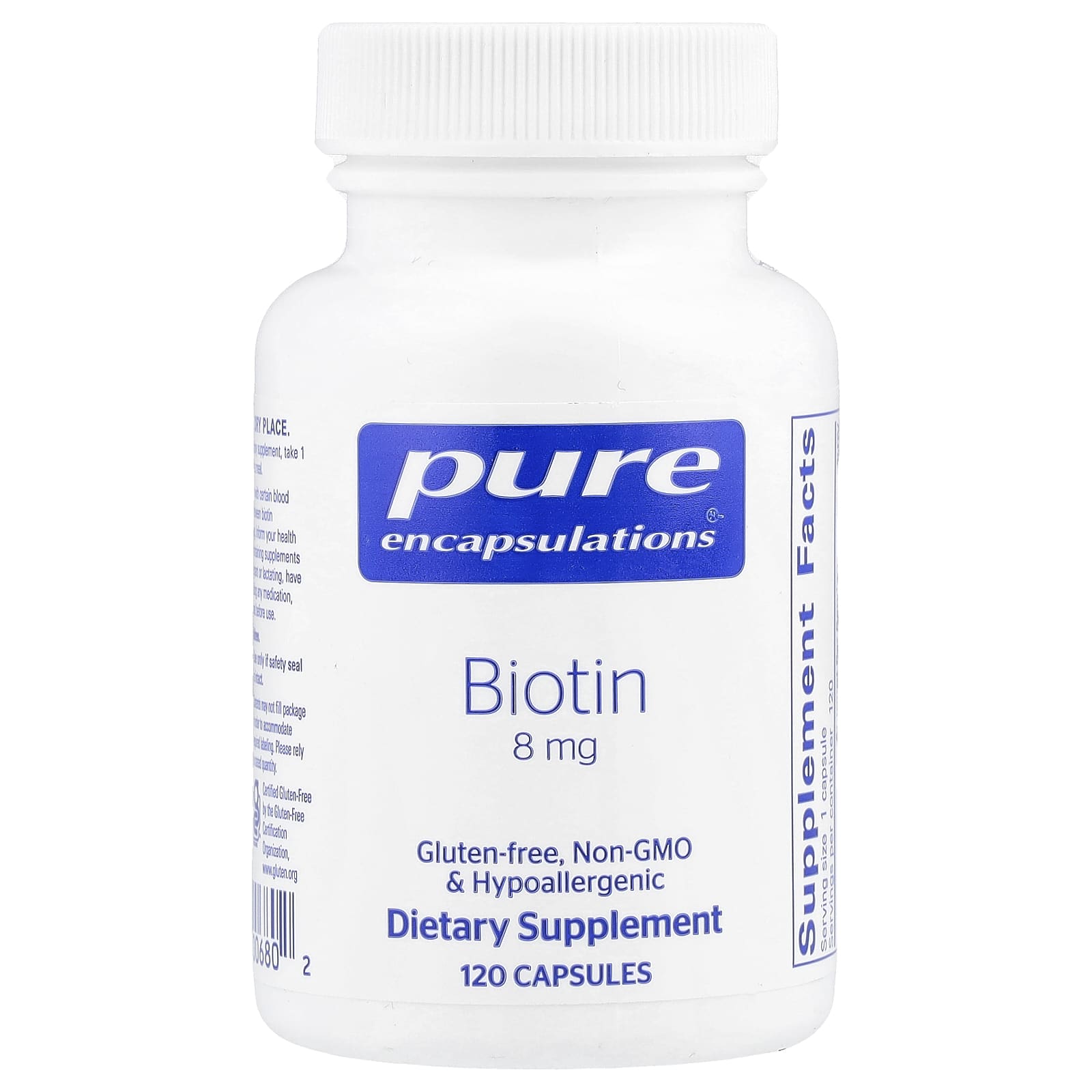 Pure Encapsulations, Biotin, 8 mg, 120 Capsules - Image 1