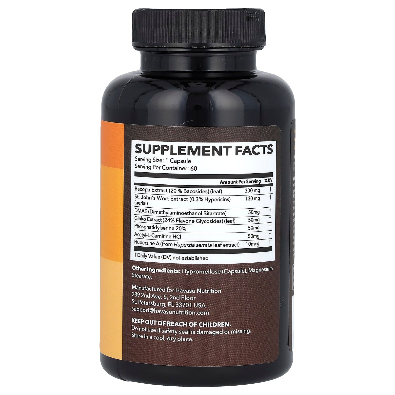 Brain Support & Memory Supplement with Bacopa Monnieri & St. John's Wort, 60 Capsules - Image 2