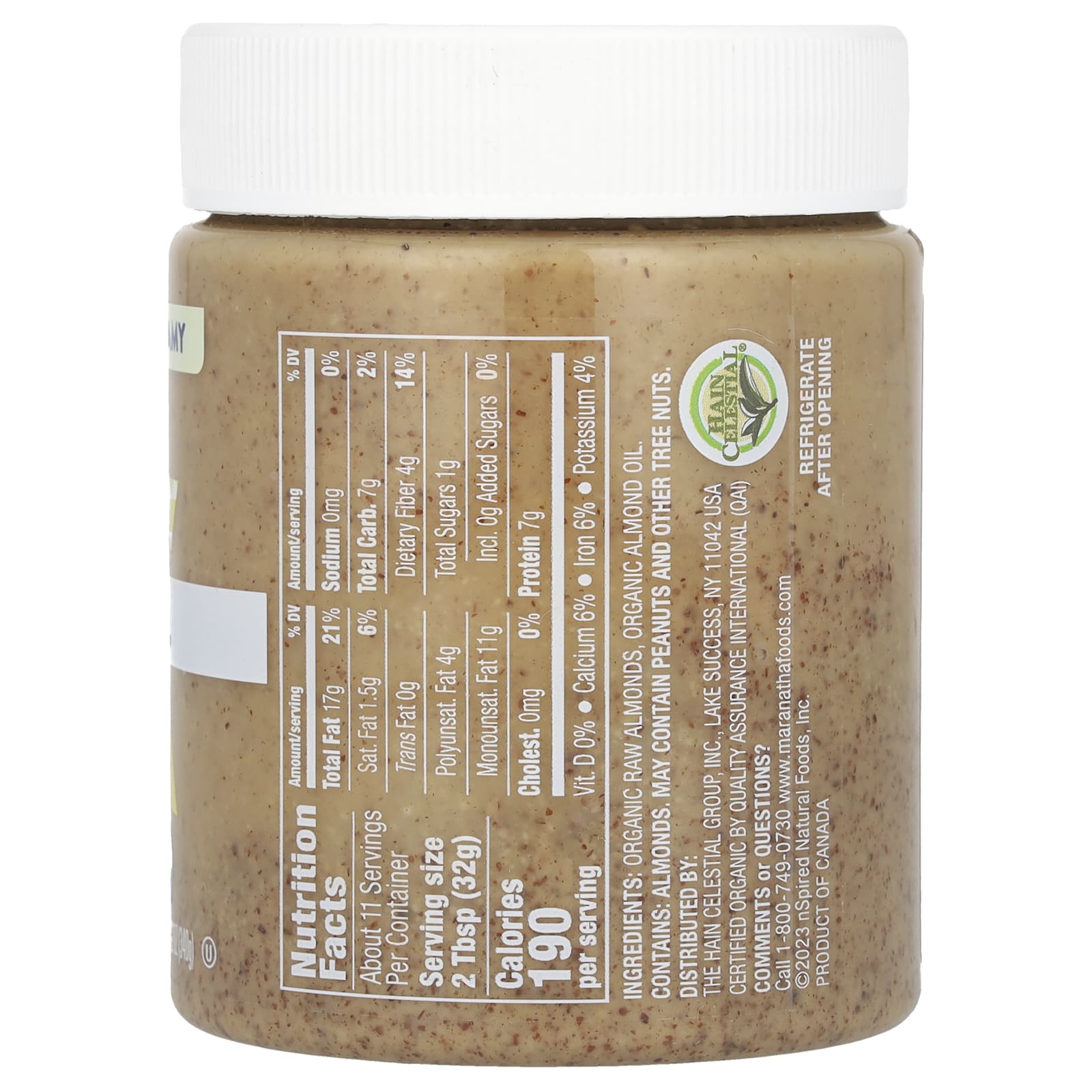 MaraNatha, Organic Raw Almond Butter, Creamy, 12 oz (340 g)