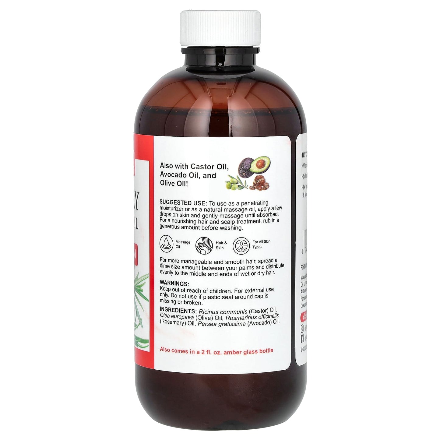Revitalize Hair & Skin with De La Cruz Rosemary Oil 8oz - Image 2