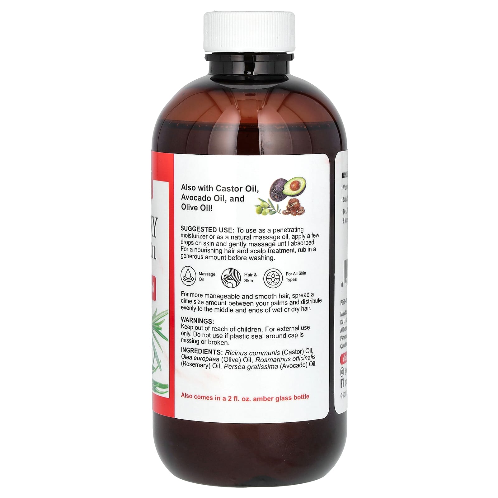 Revitalize Hair & Skin with De La Cruz Rosemary Oil 8oz - Image 2