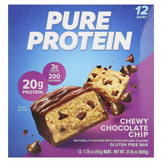 Pure Protein Gluten-Free Chocolate Chip Protein Bars, 12 Pack