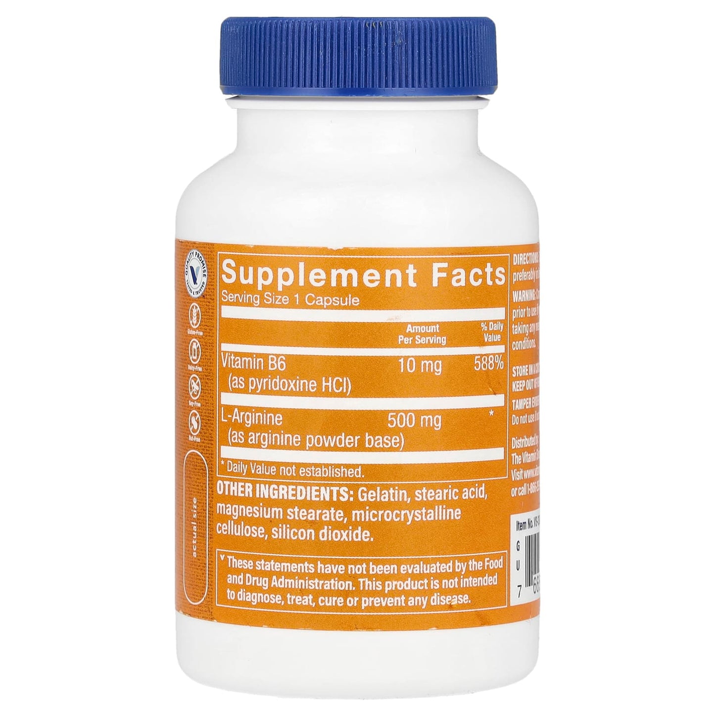 The Vitamin Shoppe, L-Arginine, 500 mg, 100 Capsules - Image 2