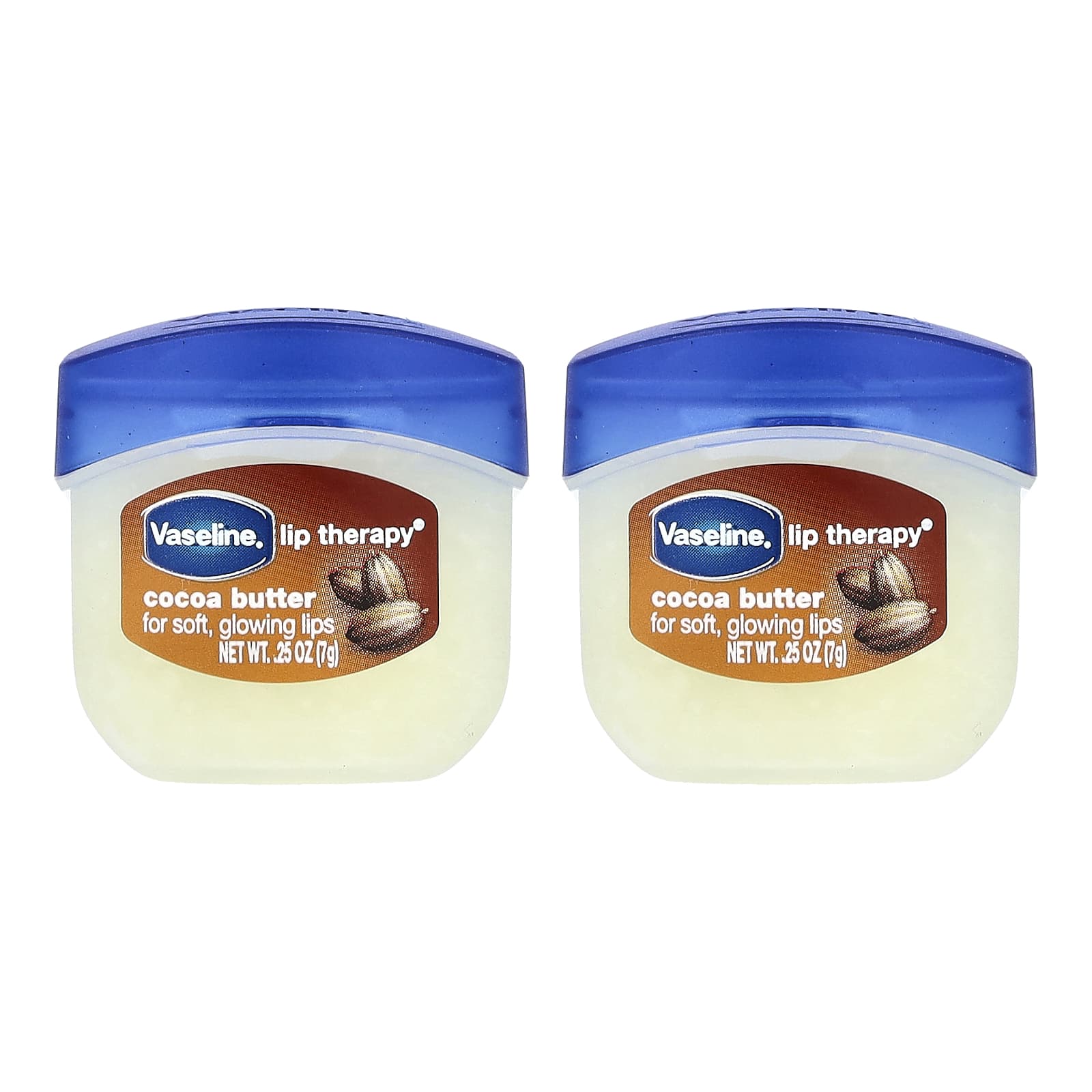 Vaseline, Lip Therapy®, Cocoa Butter, 2 Pack, 0.25 oz (7 g) Each - Image 1