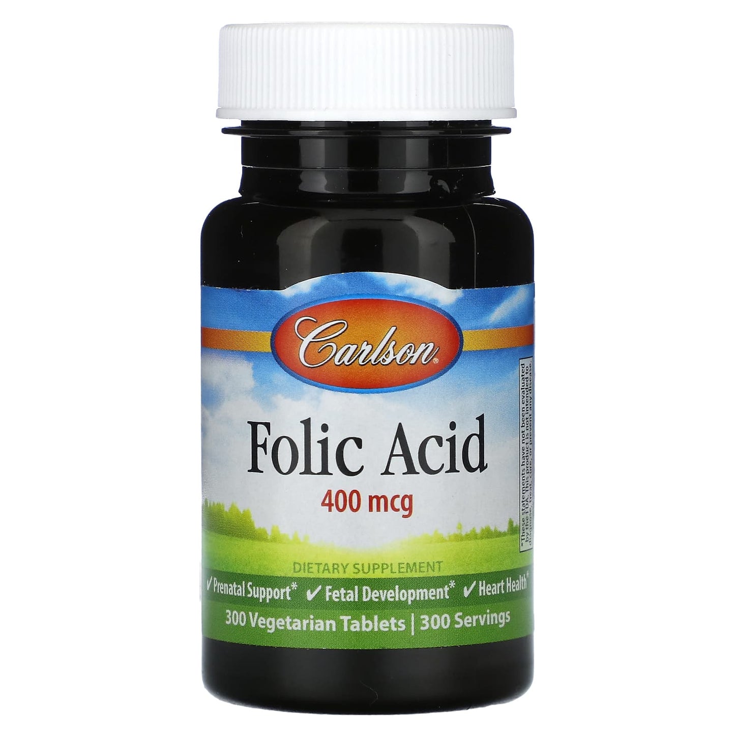 Carlson Folic Acid 400 mcg for Healthy Fetal Development & Heart Health - 300 Tablets - Image 1