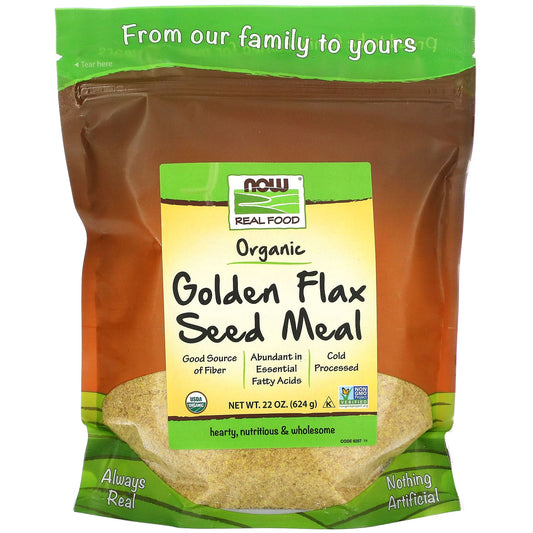 NOW Foods, Real Food, Organic Golden Flax Seed Meal, 22 oz (624 g) - Image 1