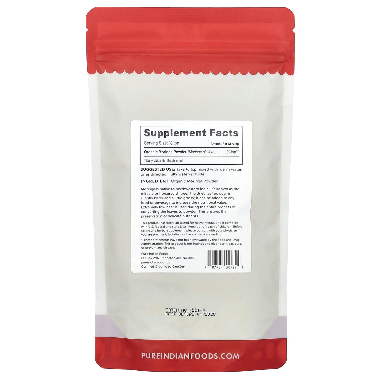 Pure Indian Foods, Organic Moringa Powder, 8 oz (227 g) - Image 2