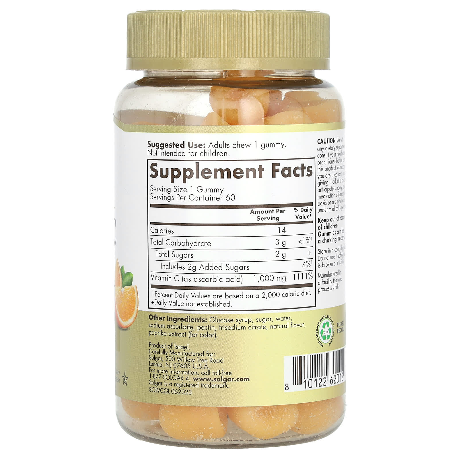 Solgar, Ultra Potency Vitamin C Gummies, Tart Orange, 1,000 mg, 60 Gummies - Image 2