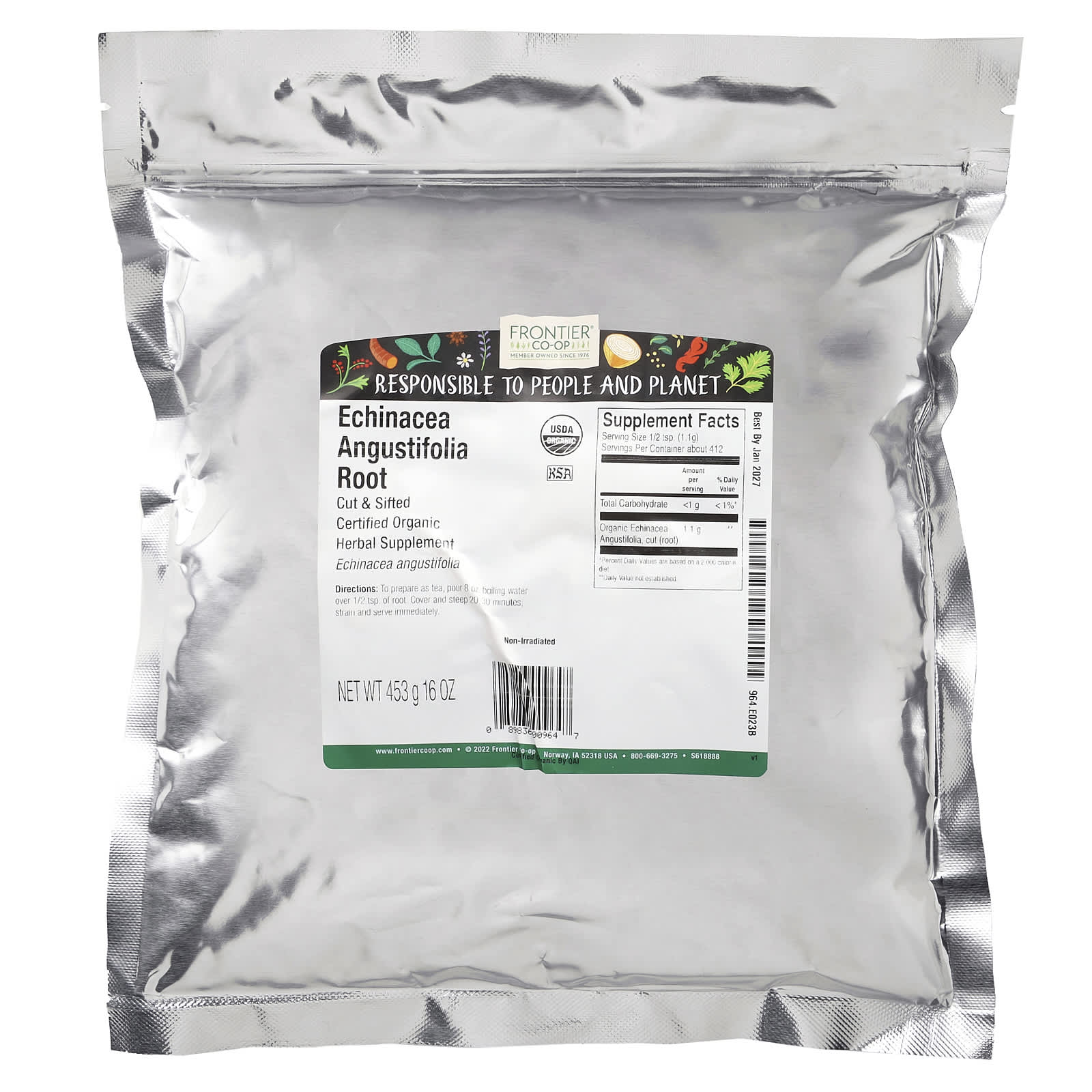 Frontier Co-op USDA Organic Echinacea Angustifolia Root Tea, 16 oz - Image 2