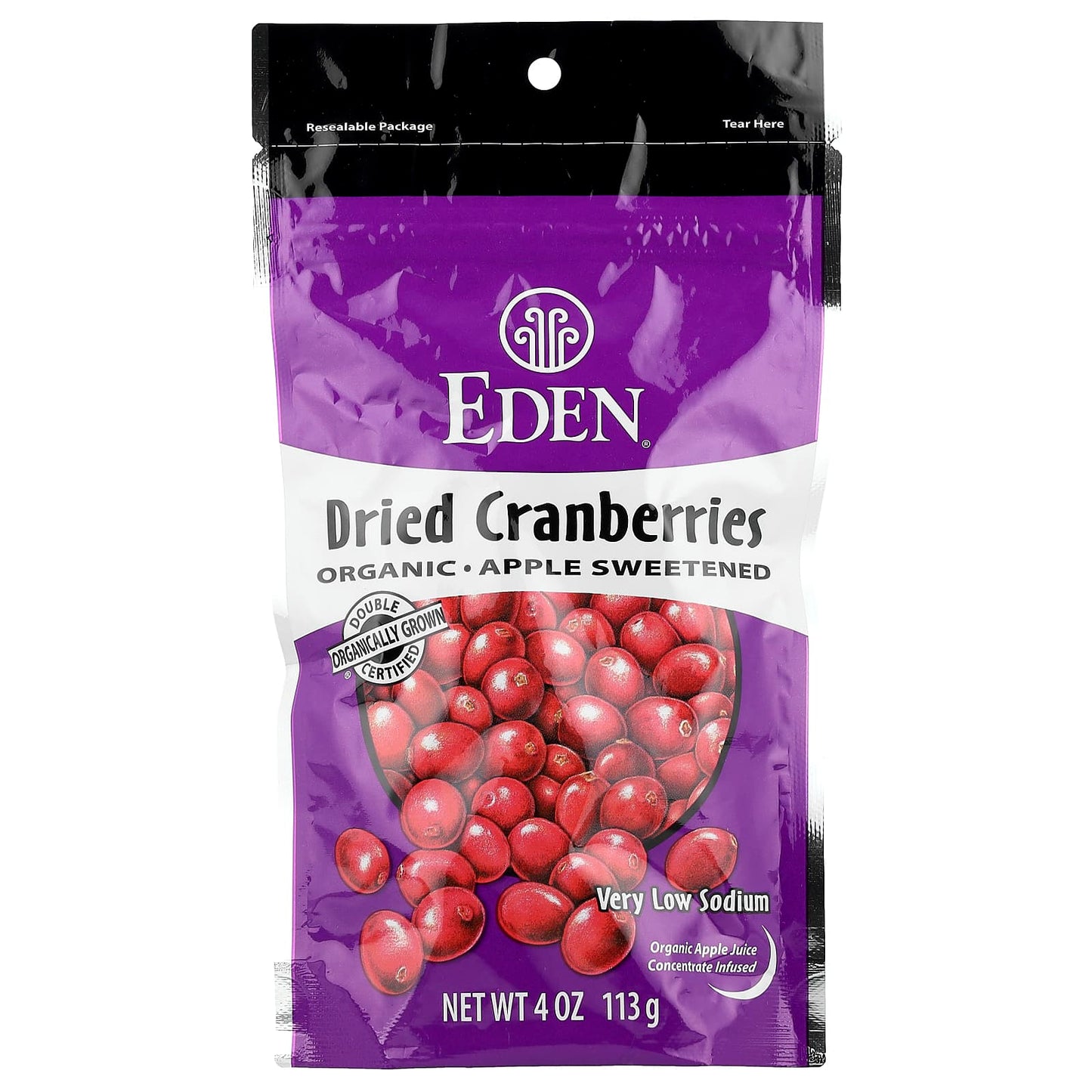 Organic Dried Cranberries by Eden Foods, 4 oz, Low Sodium - Image 1