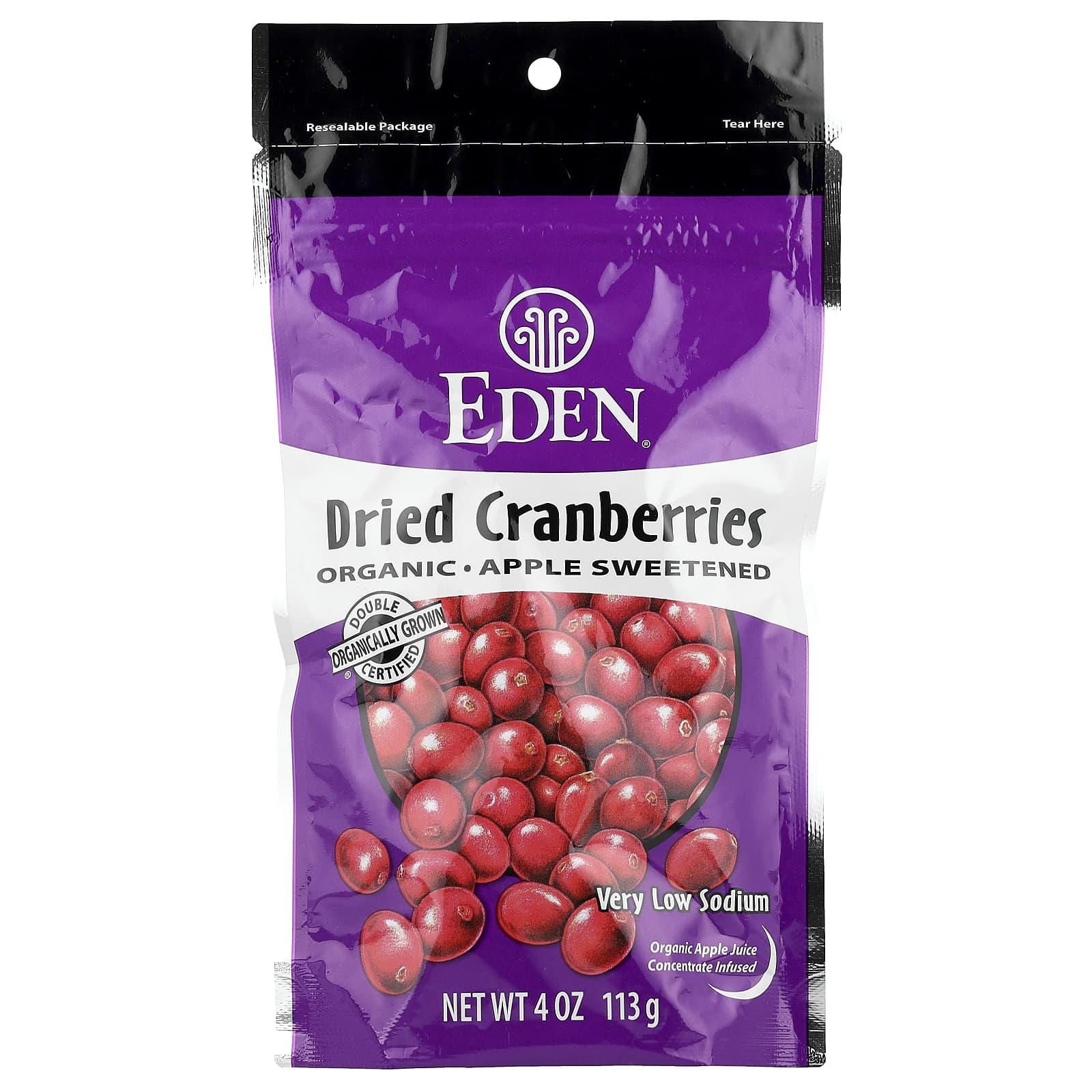 Organic Dried Cranberries by Eden Foods, 4 oz, Low Sodium - Image 1