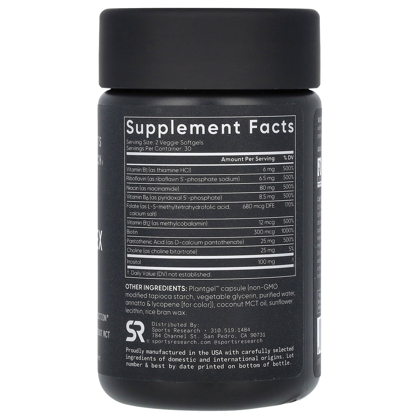 Sports Research, B-Complex, Plant-Based, 60 Veggie Softgels - Image 2