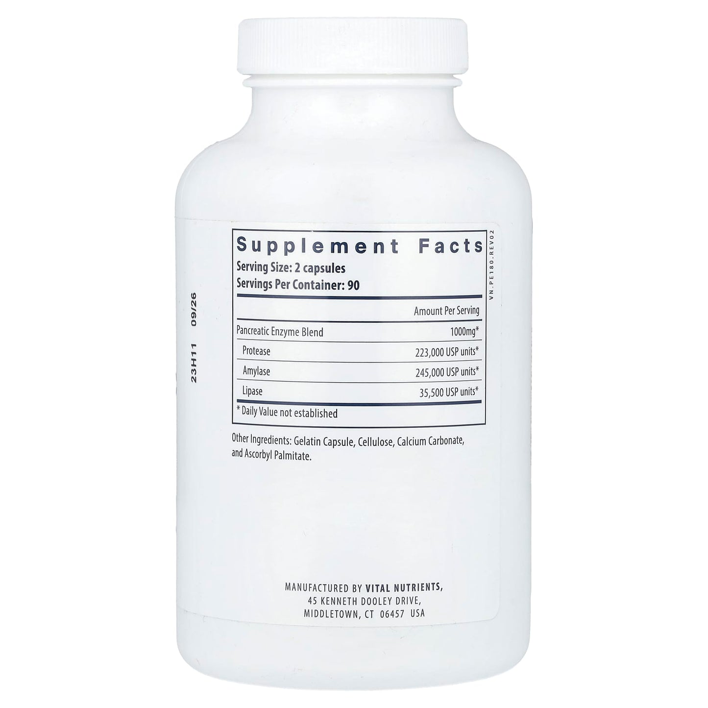 Vital Nutrients, Pancreatic Enzymes , 180 Capsules - Image 2