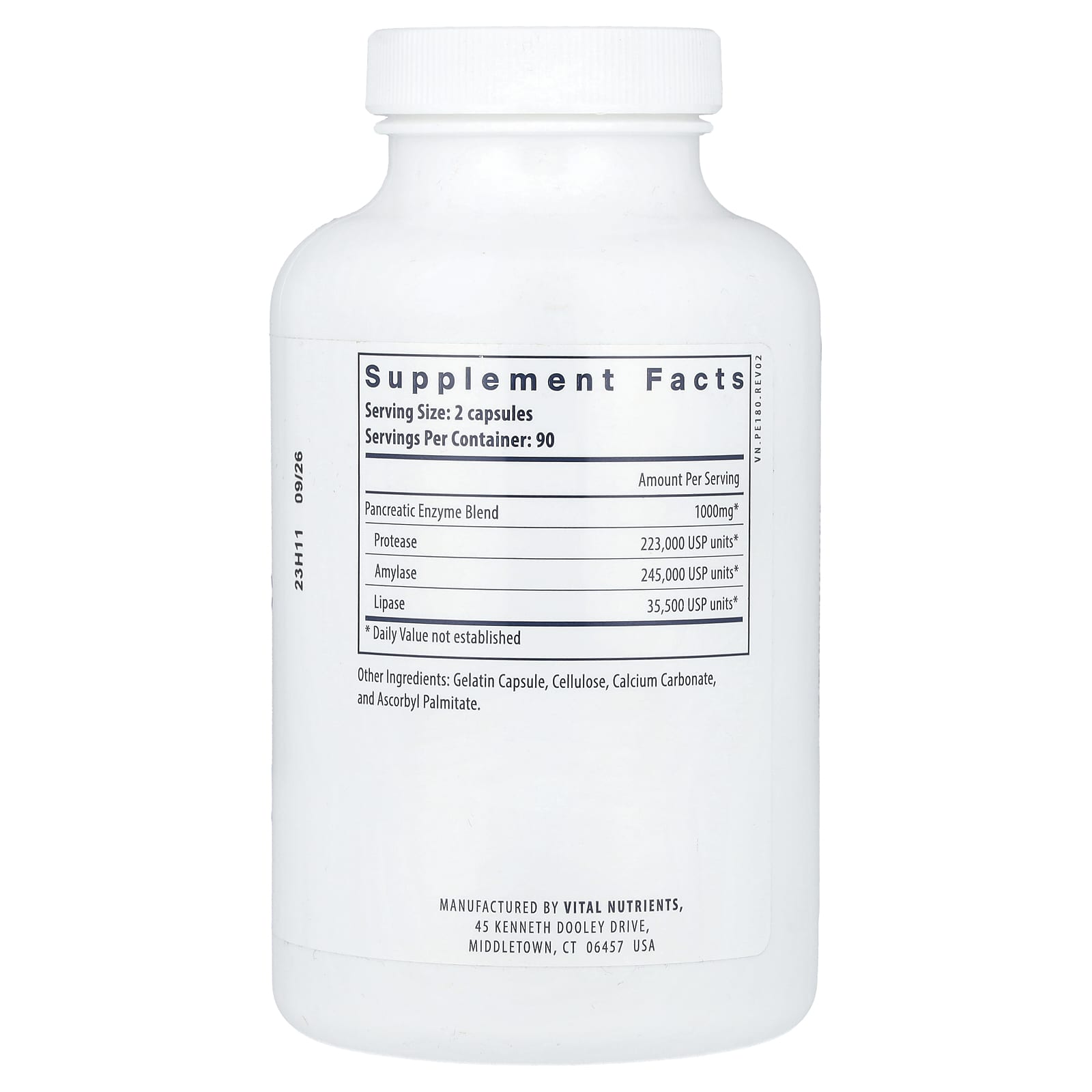 Vital Nutrients, Pancreatic Enzymes , 180 Capsules - Image 2