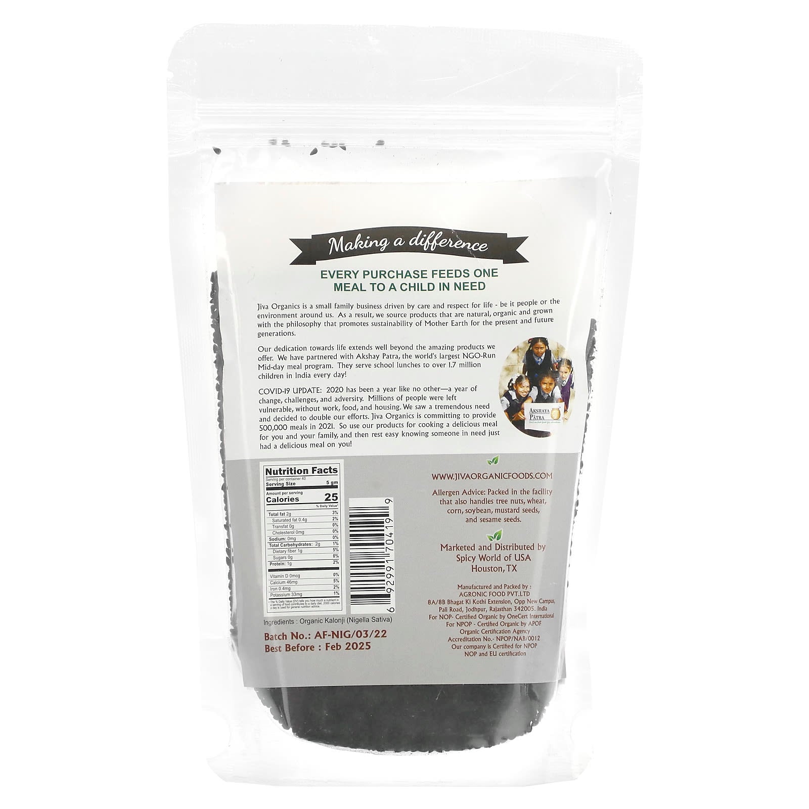 Organic Kalonji Seeds by Jiva Organics - USDA Certified - Image 2