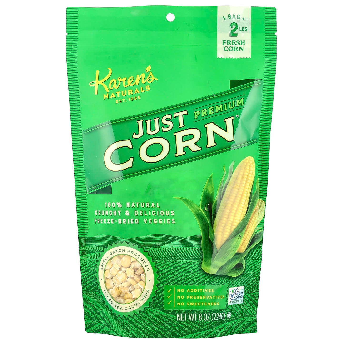 Karen's Naturals, Premium Freeze-Dried Veggies, Just Corn, 8 oz (224 g) - Image 1
