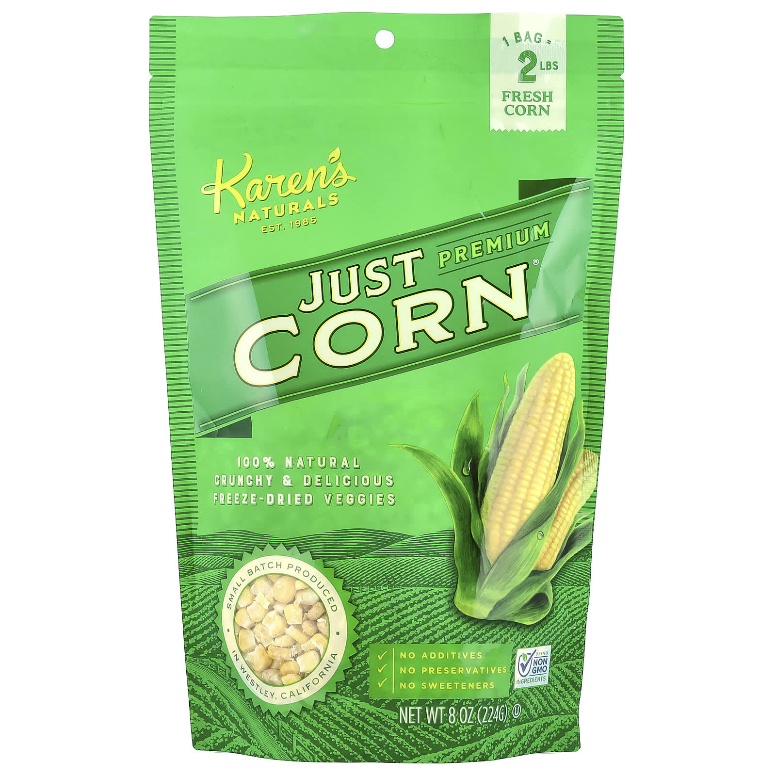 Karen's Naturals, Premium Freeze-Dried Veggies, Just Corn, 8 oz (224 g) - Image 1
