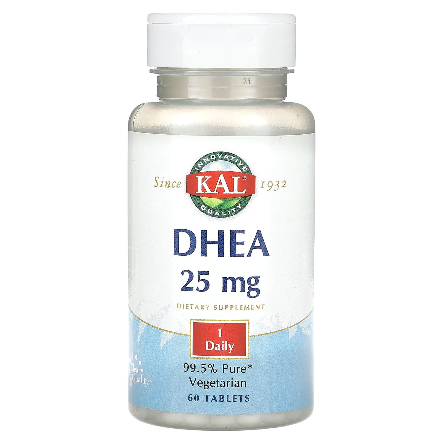 Boost Energy with KAL DHEA, 25 mg, 60 Tablets - 99.5% Pure - Image 1