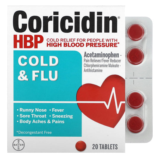 Coricidin HBP Cold & Flu Relief for High Blood Pressure - Image 1