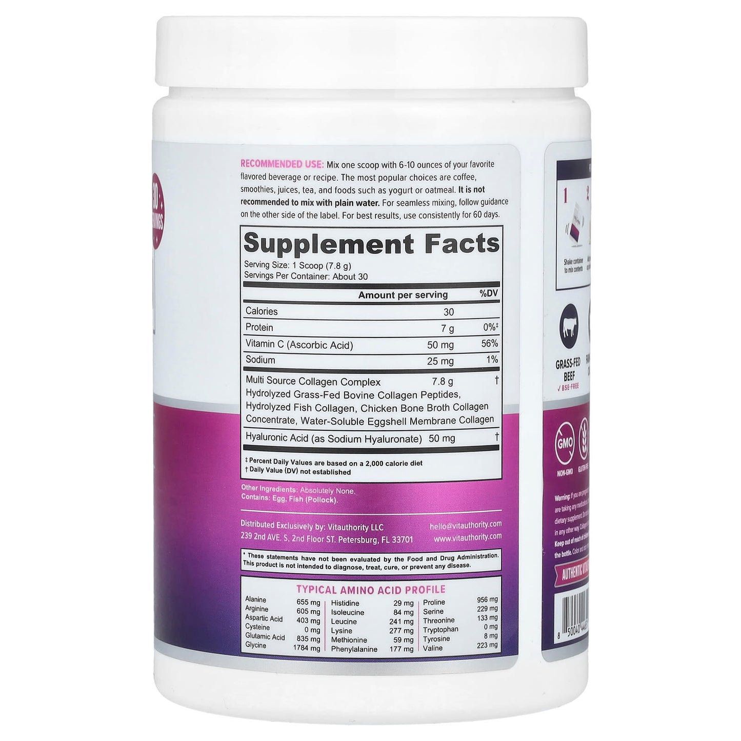 Vitauthority, Multi Collagen Protein+, Unflavored, 8.26 oz (234 g) - Image 2