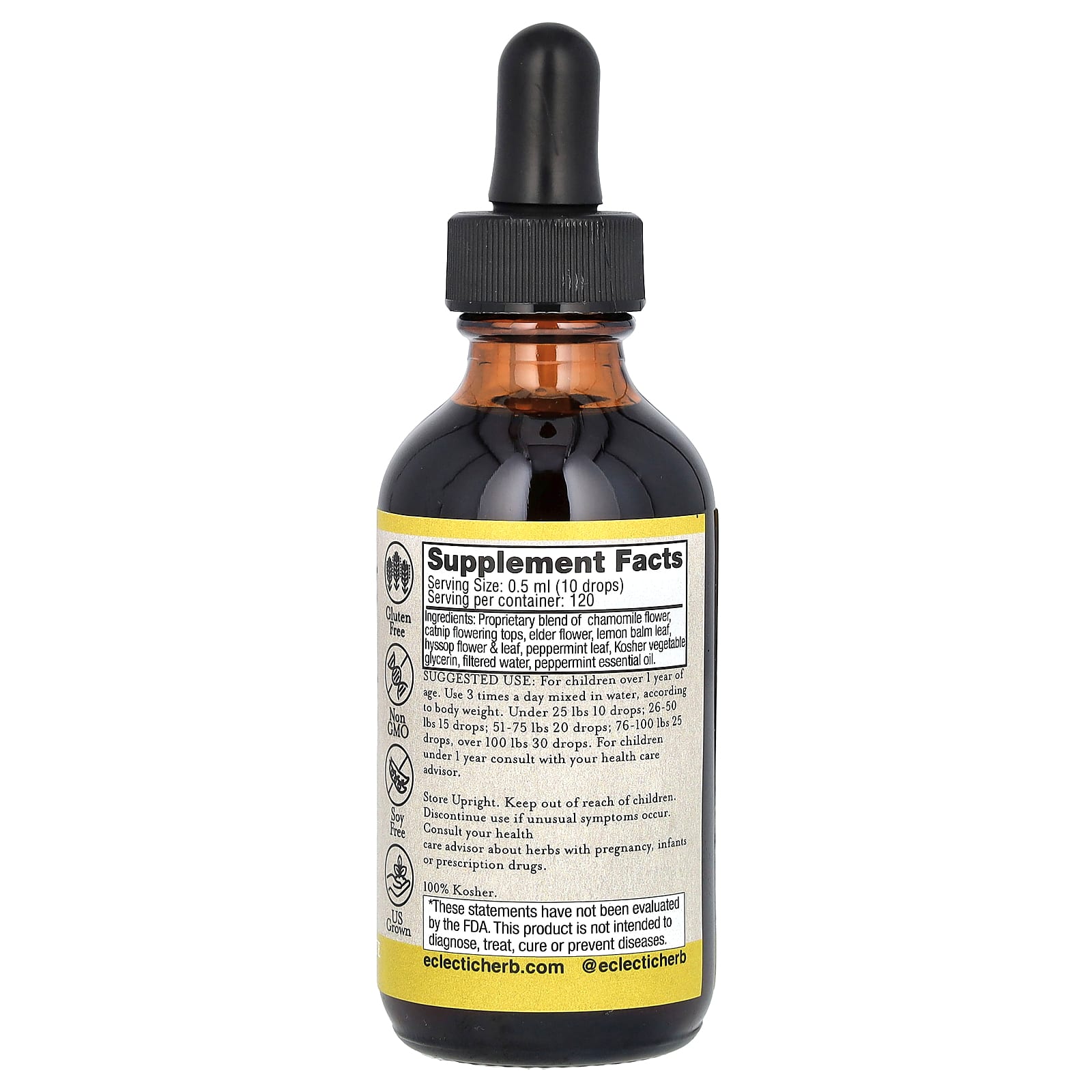 Eclectic Herb, Herb, Kids Herbal Glycerite, Calming Tonic, 2 fl oz (60 ml)