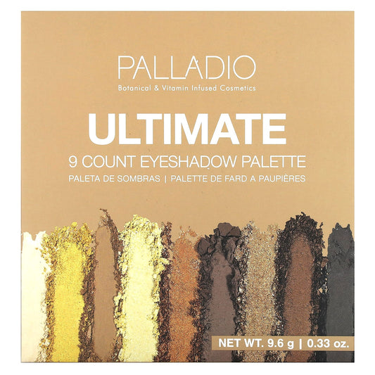 Palladio, Ultimate 9 Count Eyeshadow Palette, Golden Sand, 0.33 oz (9.6 g) - Image 1