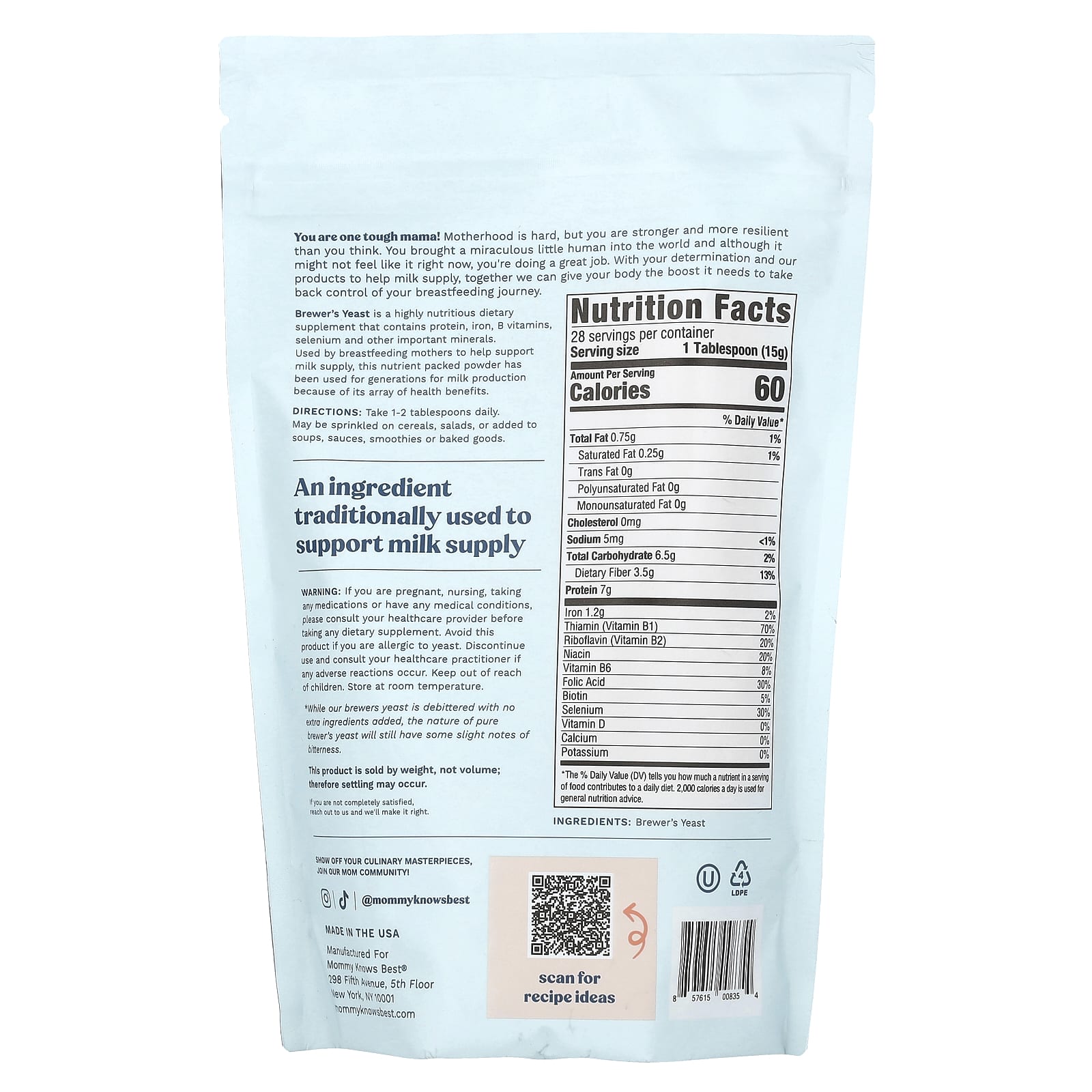 Mommy Knows Best, Brewer's Yeast Powder, Unflavored, 0.94 lb (15 oz) - Image 2