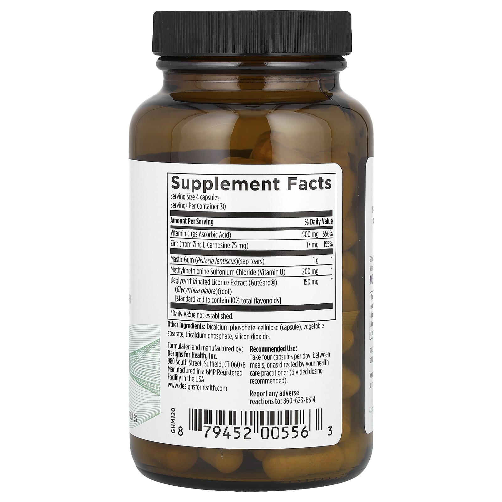 Designs For Health GastroMend-HP, 120 Vegetarian Capsules for Gut Health - Image 2