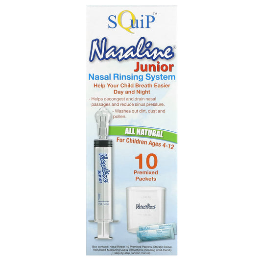 Squip, Nasaline Junior, Nasal Rinsing System, For Children Ages 4-12, 14 Piece Kit - Image 1