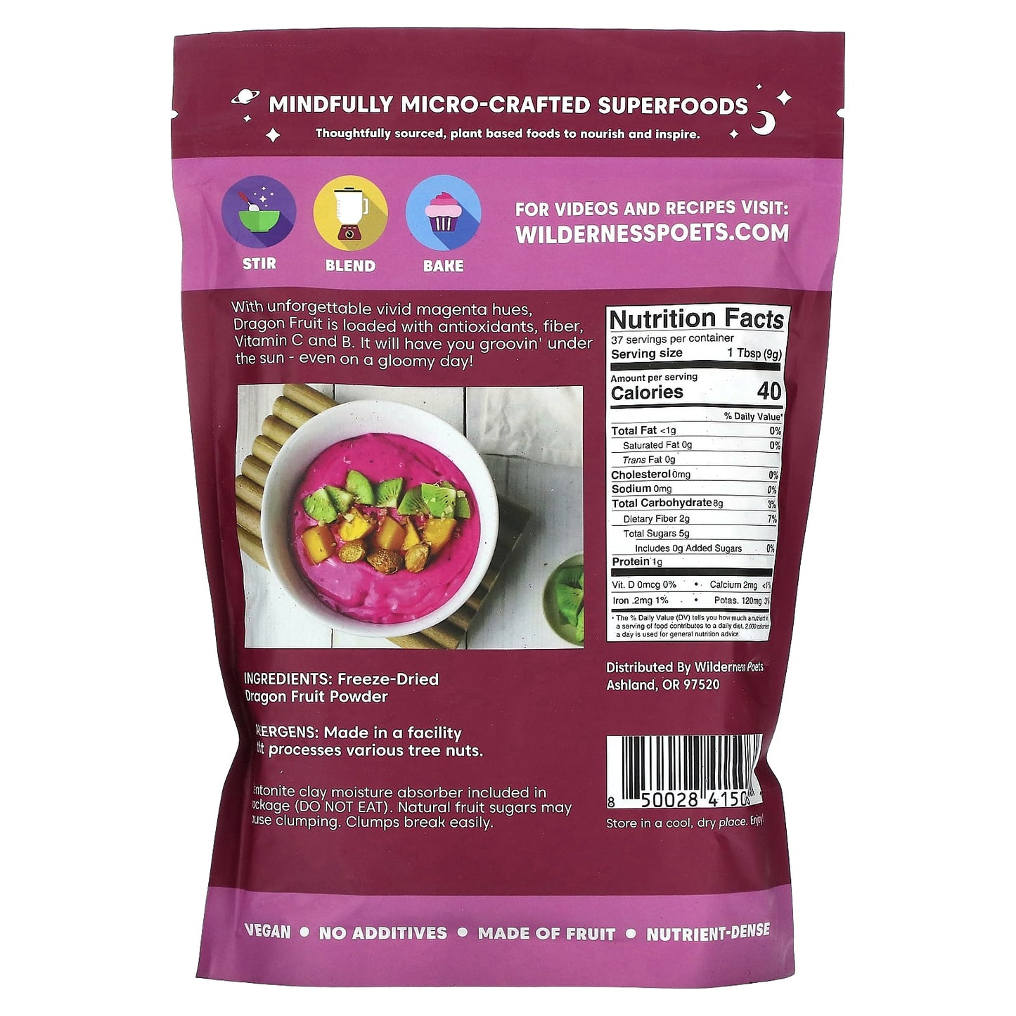 Wilderness Poets, Freeze Dried Dragon Fruit Powder, 12 oz (340 g) - Image 2