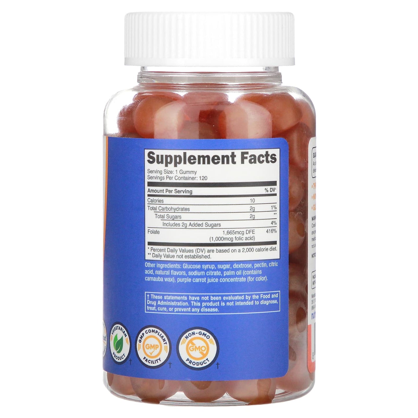 Nutricost, Folic Acid Gummies, Berry Blend, 1,000 mcg, 120 Gummies - Image 2