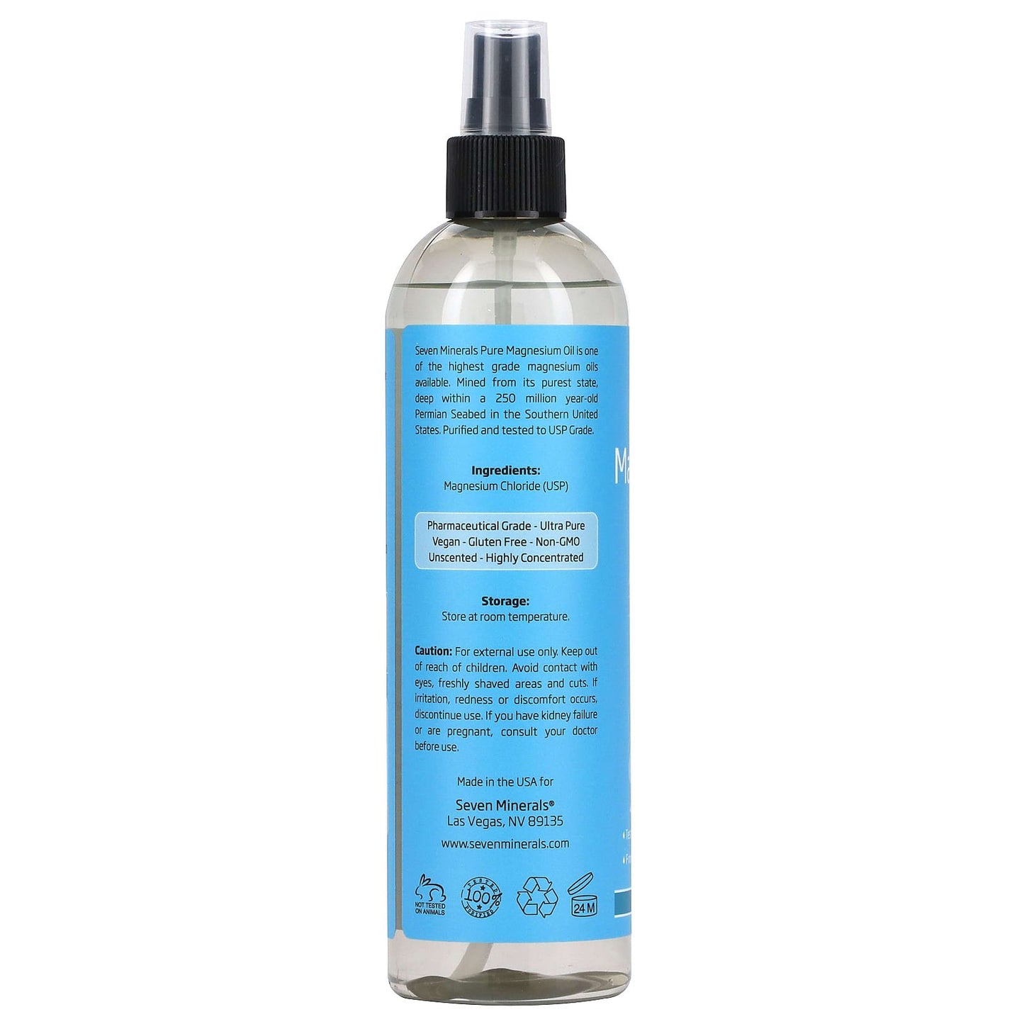 Seven Minerals, Pure Magnesium Oil, 12 fl oz (355 ml) - Image 2