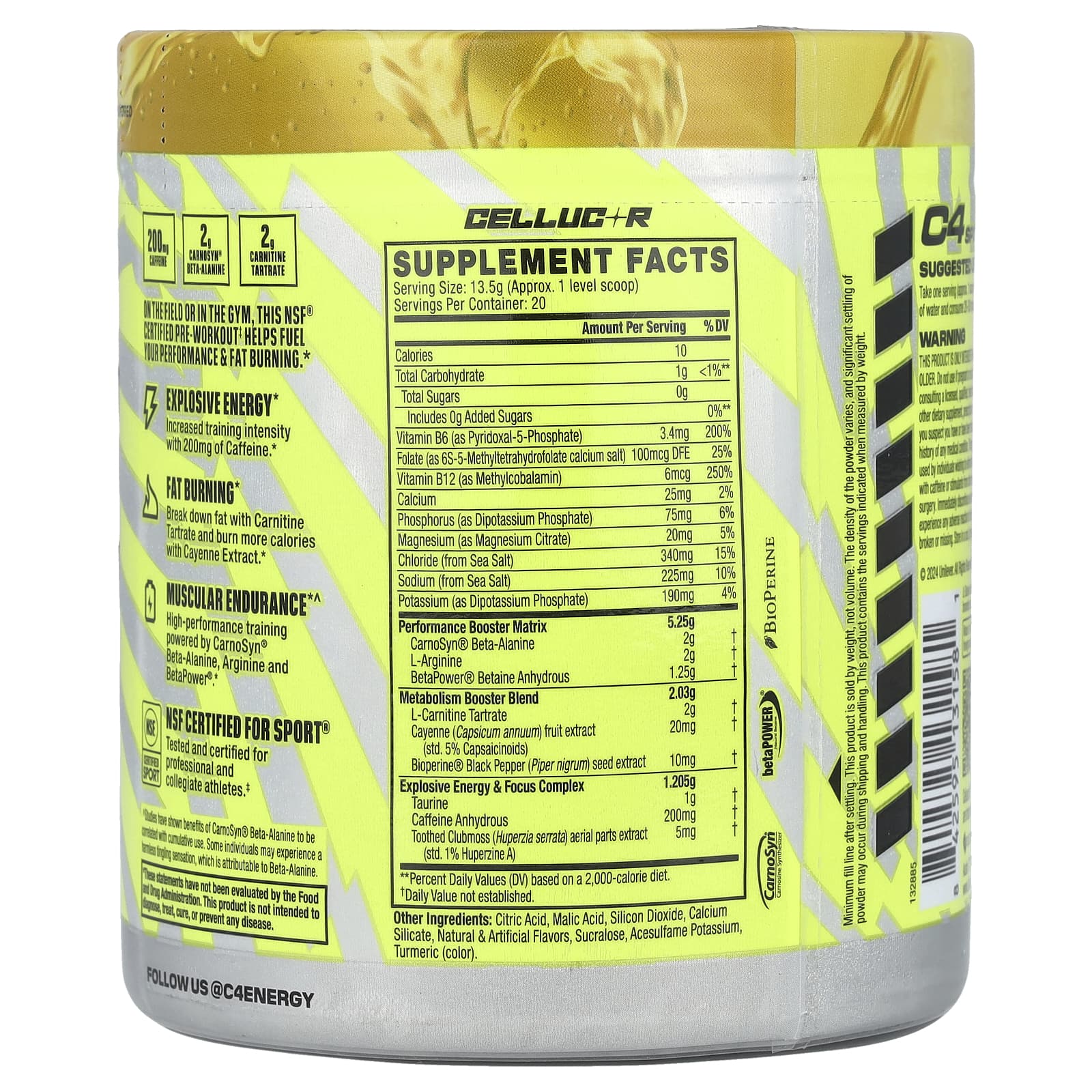C4 / Cellucor, C4 Sport Ripped, Pre-Workout, Popsicle®, Hawaiian Pineapple, 9.5 oz (270 g)