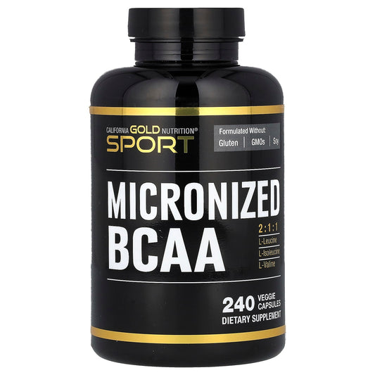 California Gold Nutrition Sport Micronized BCAA 240 Veggie Capsules - Image 1