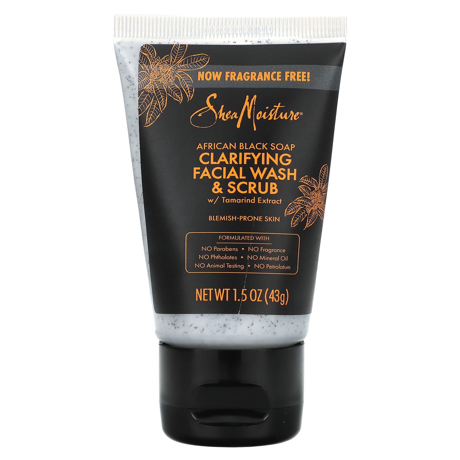 SheaMoisture, African Black Soap, Clarifying Facial Wash & Scrub, Fragrance Free, 1.5 oz (43 g) - Image 1