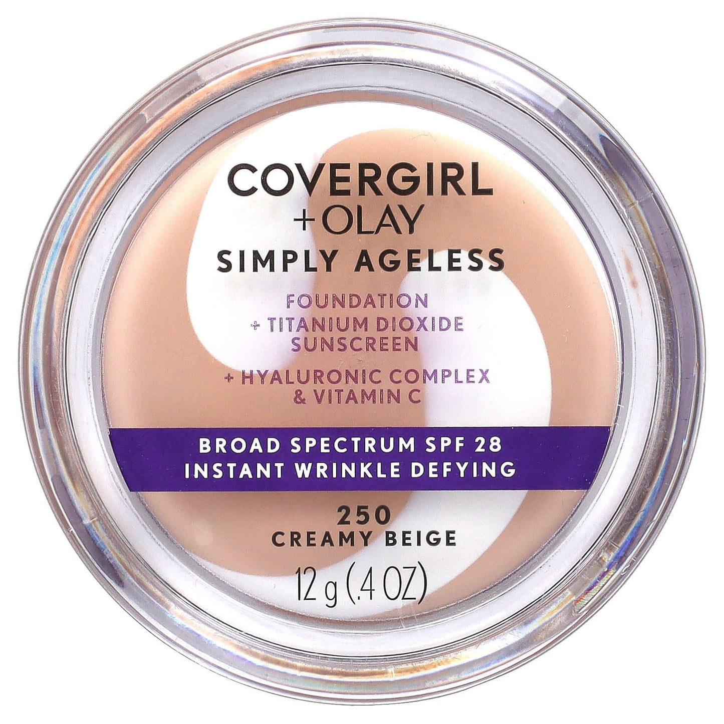 Covergirl Ageless Foundation SPF 28, 250 Creamy Beige, 0.4 oz - Image 1