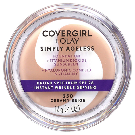 Covergirl Ageless Foundation SPF 28, 250 Creamy Beige, 0.4 oz - Image 1